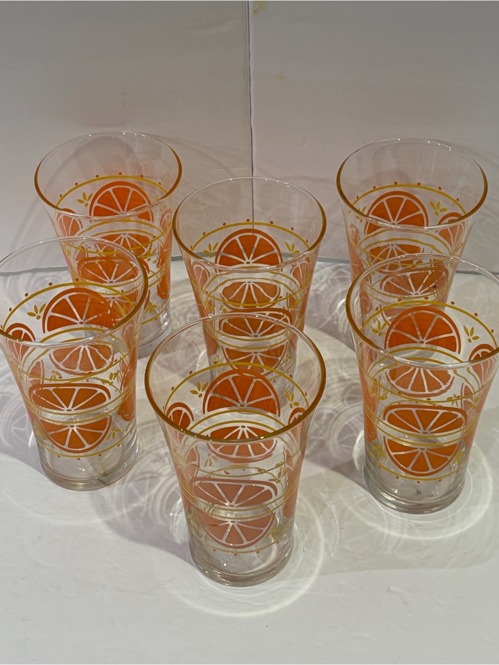 Set of 6 Vintage Libbey Orange Slice Citrus Glass Tumblers